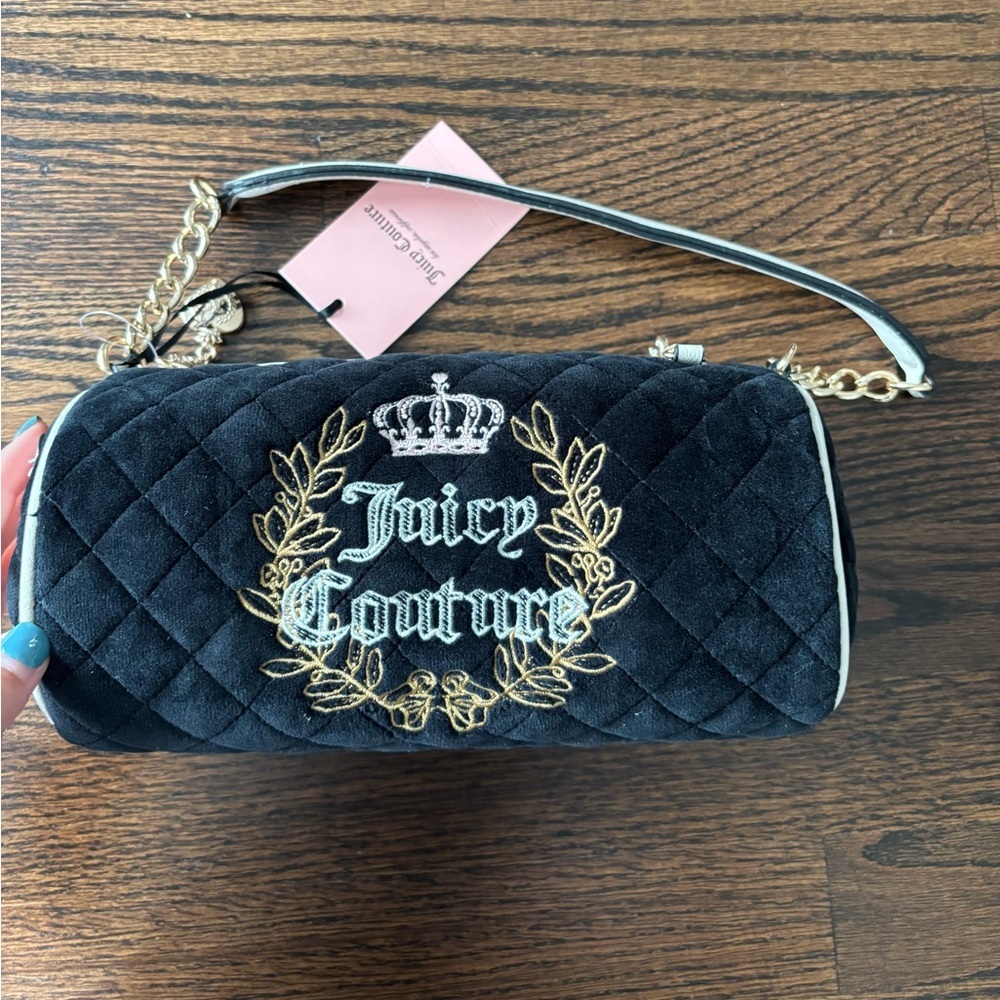 Juicy Couture Black Quilted Barrel Shoulder Bag